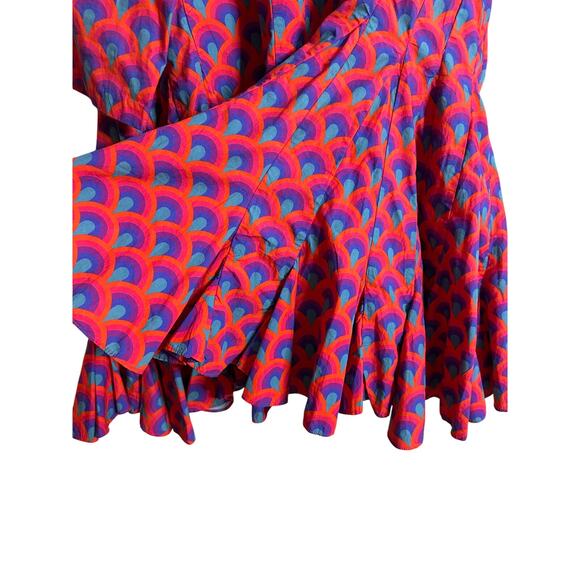 Rhode Ryan Dress in Red Retro Rainbow Print Mini Womans XL - Picture 6 of 11